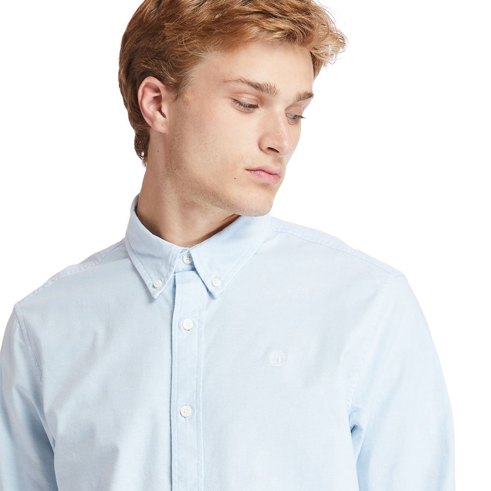 Camisa Timberland Hombre Pleasant River Stretch Oxford Azules - Chile NES-846723